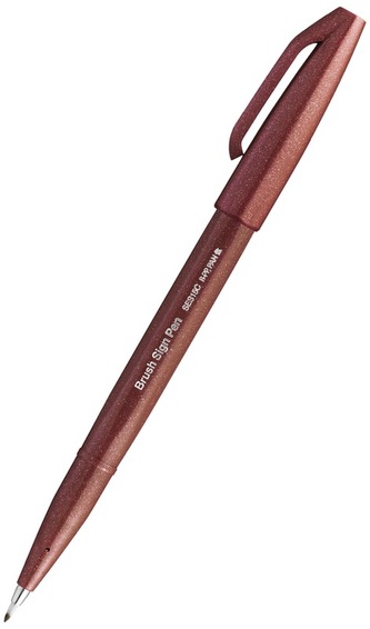 Popisovač Pentel Touch Brush - hnědý