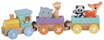 Dřevěná lokomotiva + 2 nákladní vagóny E01.067.1.1