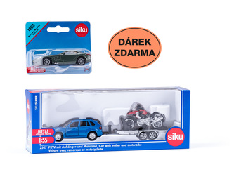 SIKU Super - Auto s vlekem a motorkou + dárek