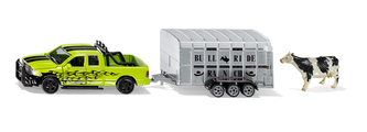 SIKU Farmer - RAM 1500 s přívěsem na přepravu krav, 1:50