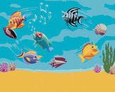 Malování podle čísel - TANČÍCÍ A ZPÍVAJÍCÍ RYBIČKY (SUE ELLEN BROWN) - 80x100 cm, bez rámu a bez vypnutí plátna