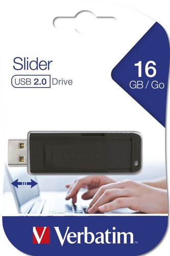 16GB USB Flash 2.0 SLIDER Store'n'Go černý Verbatim P-blist