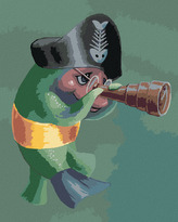 Malování podle čísel - RYBA PŘEVLEČENÁ ZA PIRÁTA (SUE ELLEN BROWN) - 80x100 cm, vypnuté plátno na rám