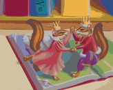 Malování podle čísel - TANČÍCÍ CHIPMUNKOVÉ (SUE ELLEN BROWN) - 80x100 cm, bez rámu a bez vypnutí plátna