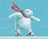 Malování podle čísel - LEDNÍ MEDVÍDEK NA BRUSLÍCH (SUE ELLEN BROWN) - 80x100 cm, bez rámu a bez vypnutí plátna