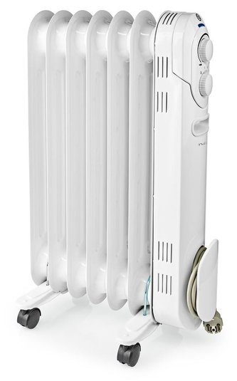 NEDIS přenosný olejový radiátor/ termostat/ spotřeba 1500 W/ 7 žeber/ 3 nastavení teploty/ ochrana proti převrácení/ bíl
