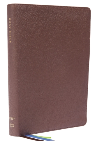 NET Bible, Thinline Large Print, Genuine Leather, Brown, Thumb Indexed, Comfort Print
