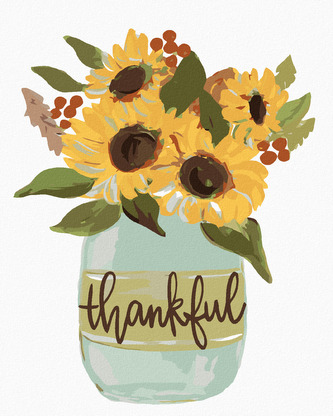 Malování podle čísel - SLUNEČNICE VE VÁZE (HALEY BUSH) - 80x100 cm, bez rámu a bez vypnutí plátna