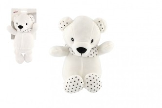 Medvěd/Medvídek sedící se šátkem plyš 20cm na kartě v sáčku 0+