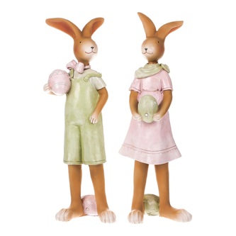 Dekorace zajíc, zaječice 1 ks 27x8,5 cm