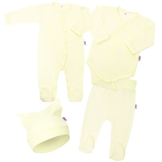 Kojenecká bavlněná soupravička New Baby Good Friends béžová - velikost 56 (0-3m)