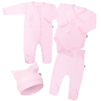 Kojenecká bavlněná soupravička New Baby Good Friends růžová - velikost 50