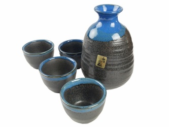 Porcelánová saké souprava Japan Blue Grey 5ks