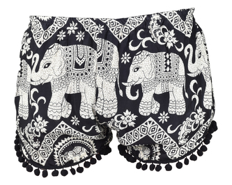 Kraťasy DAO, černé, sloni, bambulky