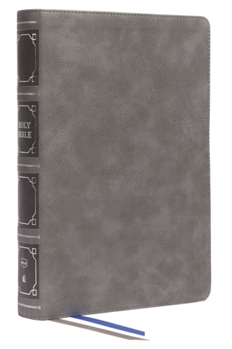 NKJV, Reference Bible, Classic Verse-by-Verse, Center-Column, Leathersoft, Gray, Red Letter, Thumb Indexed, Comfort Prin