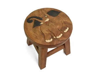 Stolička dřevěná dekor slon