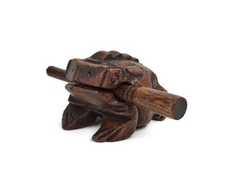 Hrající dřevěná žába žíhaná 8 cm II. jakost