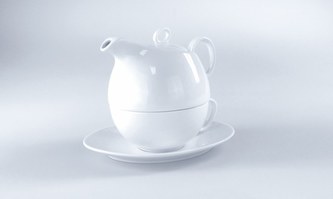 Konvice porcelán 550ml + hrnek 350ml bílý TEA FOR ONE