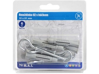 hmoždinka UZ 10x61mm s háčkem ZB (6ks)