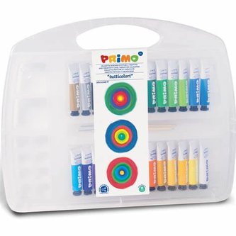 Výtvarný kufřík PRIMO, 26x temperová barva 12ml, 2x štětec, paleta