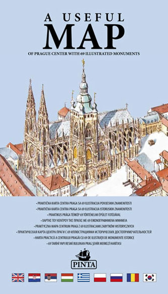 A USEFUL MAP - Praktická mapa centra Prahy s 69 ilustracemi historických památek (modrá)
