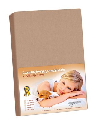 Jersey s elastanem - kávová - 180x200 cm