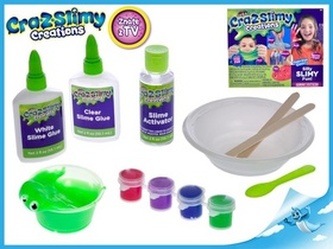 Sada na výrobu slizu Cra-z-slimy neon, glitry + flitry s doplňky v krabičce