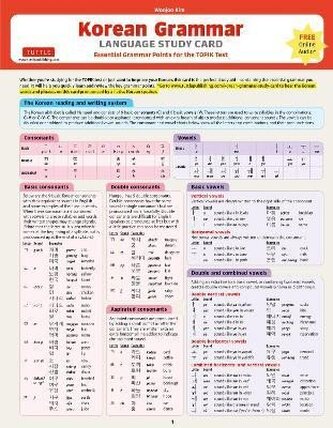 Korean Grammar Language Study Card