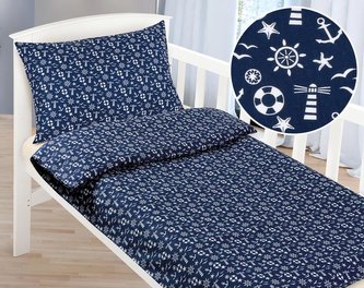 Dětské povlečení bavlna Agáta - modrá kotva - 90x135, 45x60 cm