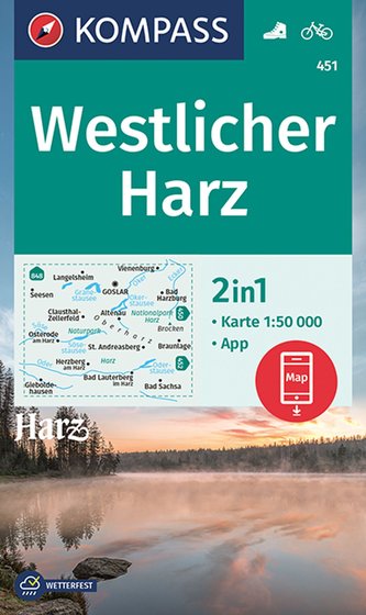 KOMPASS Wanderkarte 451 Westlicher Harz 1:50000