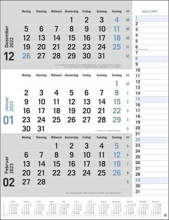 3-Monats-Planer, blau 2023