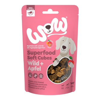 WOW pamlsky Zvěřina s jablky Superfood měkké kostky 150g