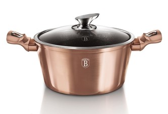 BERLINGERHAUS Kastrol s mramorovým povrchem a poklicí 20 cm Rosegold Metallic Line BH-1514