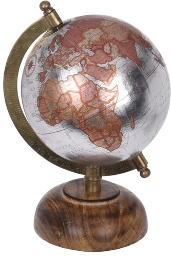 Otočný globus stříbrný 21,5 cm