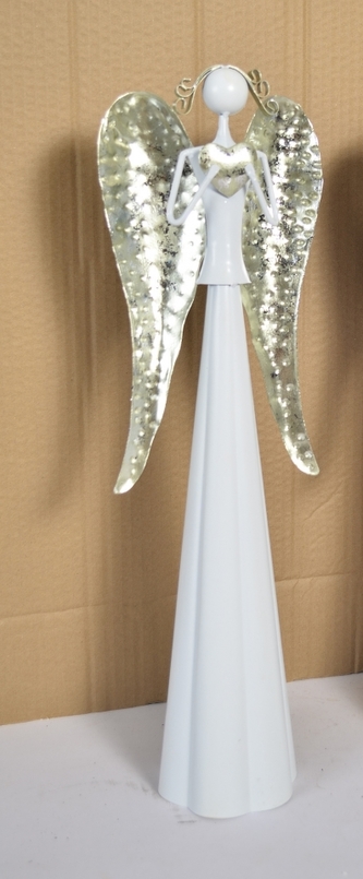 Plechový anděl Mary s champagne křídly, 49 cm