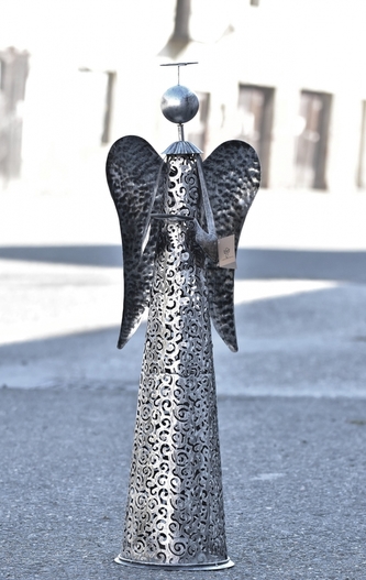 Plechový anděl Aura LED 91 cm