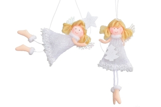 Látkový anděl bílý s perletí