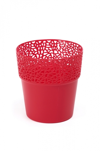 Plastový květináč krajka Rosa 145 mm, červený