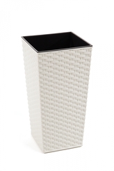 Plastový květináč Finezia ratan 300x300 mm, krémový