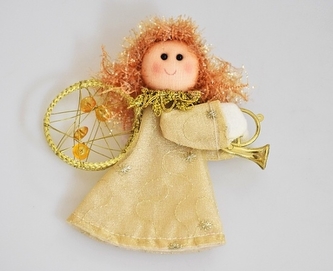 Látkový anděl zlatý 11 cm