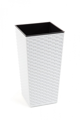 Plastový květináč Finezia ratan 300x300 mm, bílý