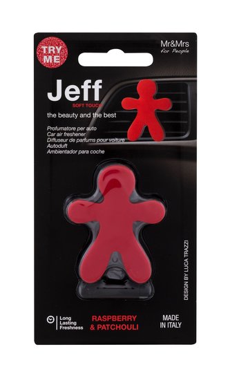 Mr&Mrs Fragrance Jeff Vůně do auta Soft Touch 1 ks Raspberry & Patchouli unisex