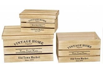 Dřevěná bedýnka sada 3 ks