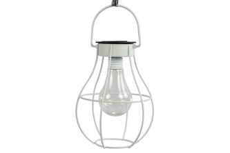 Závěsná solární LED lampa Lomax bílá 17x14 cm