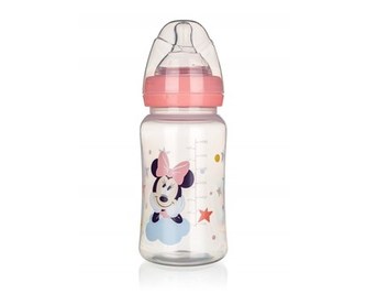 Láhev plastová se silikonovým dudlíkem MINNIE 240 ml