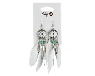 Náušnice PRETTY UP 11 cm, 1 pár, amulety s peřím