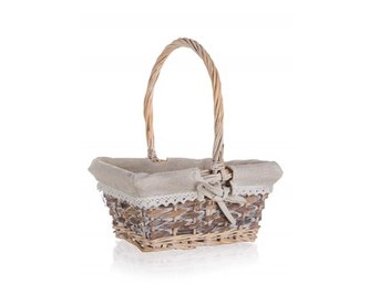 HOME DECOR Košík proutěný s držadlem DUO 22,5 x 19 x 10,5 cm, obdélník, hnědobílý