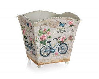 Květináč plechový čtvercový BICYCLE 16 x 16 x 16 cm