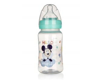Láhev plastová se silikonovým dudlíkem MICKEY 240 ml