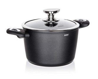 BANQUET Hrnec s nepřilnavým povrchem Matte Dark Grey 20 x 13 cm, s poklicí